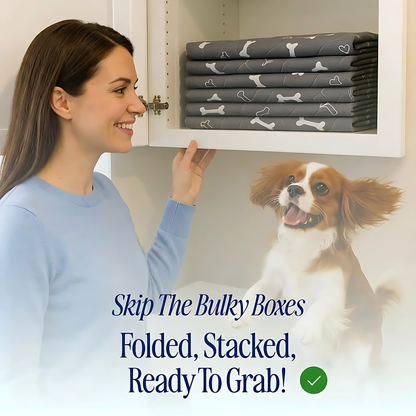 Folded PuppyPads ready to grab